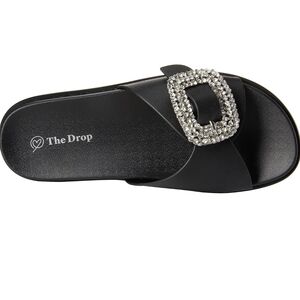 The Drop Black Slide Sandals with Buckle